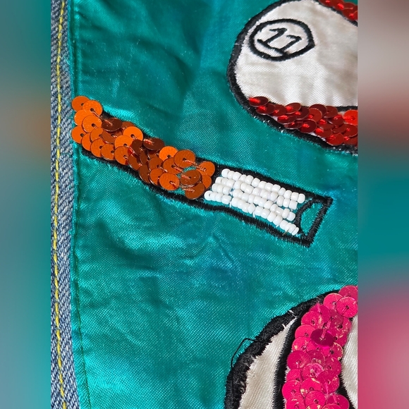 Vintage 80's-90's Cedars Sz M Art Jean Jacket Denim Billards Pool Unisex? - Picture 13 of 13